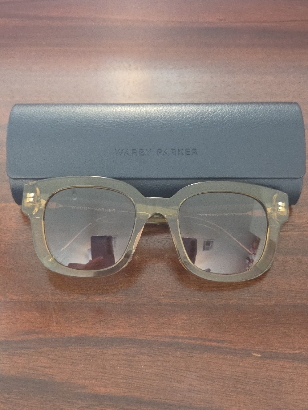 Warby Parker Olive Clear Square Sunglasses with Gradient Lenses